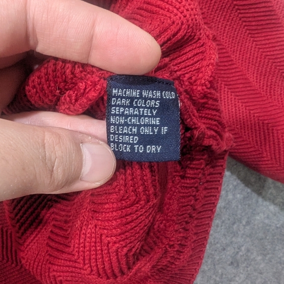 Vintage Chaps Ralph Lauren Pull Over Crew Neck Sweater Embroidered Red XL Men - Picture 5 of 9